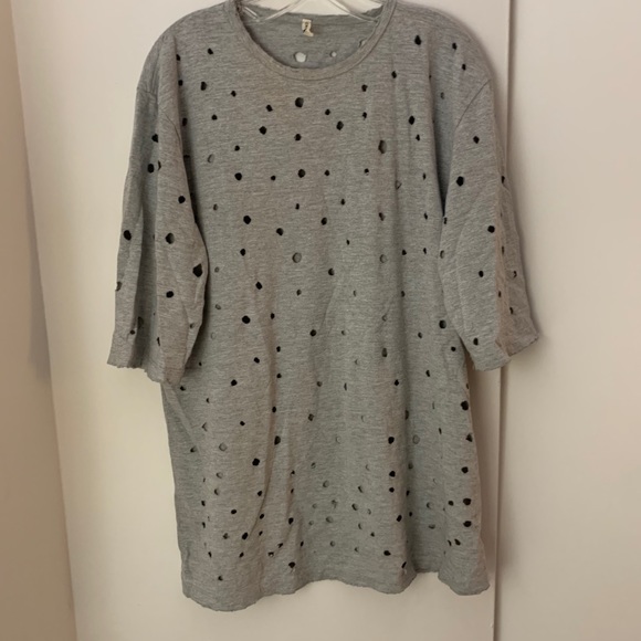 Emma & Sam LF Oversized Grey Holes T-Shirt / Dress - Picture 9 of 9